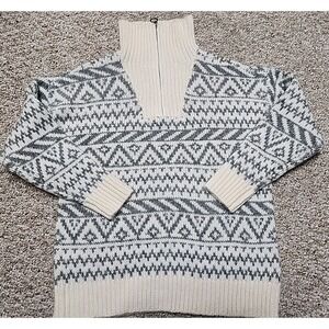 Aerie Gray Cream Wool Blend 1/4 Zip Pullover Sweater Oversized XS NWT $65